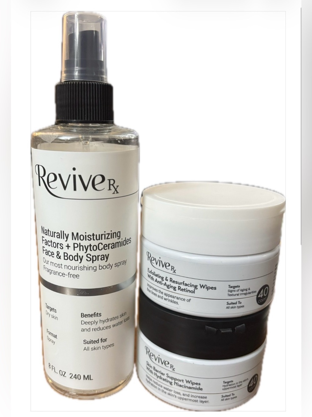 Face & Body Spray and Wipes Set in White